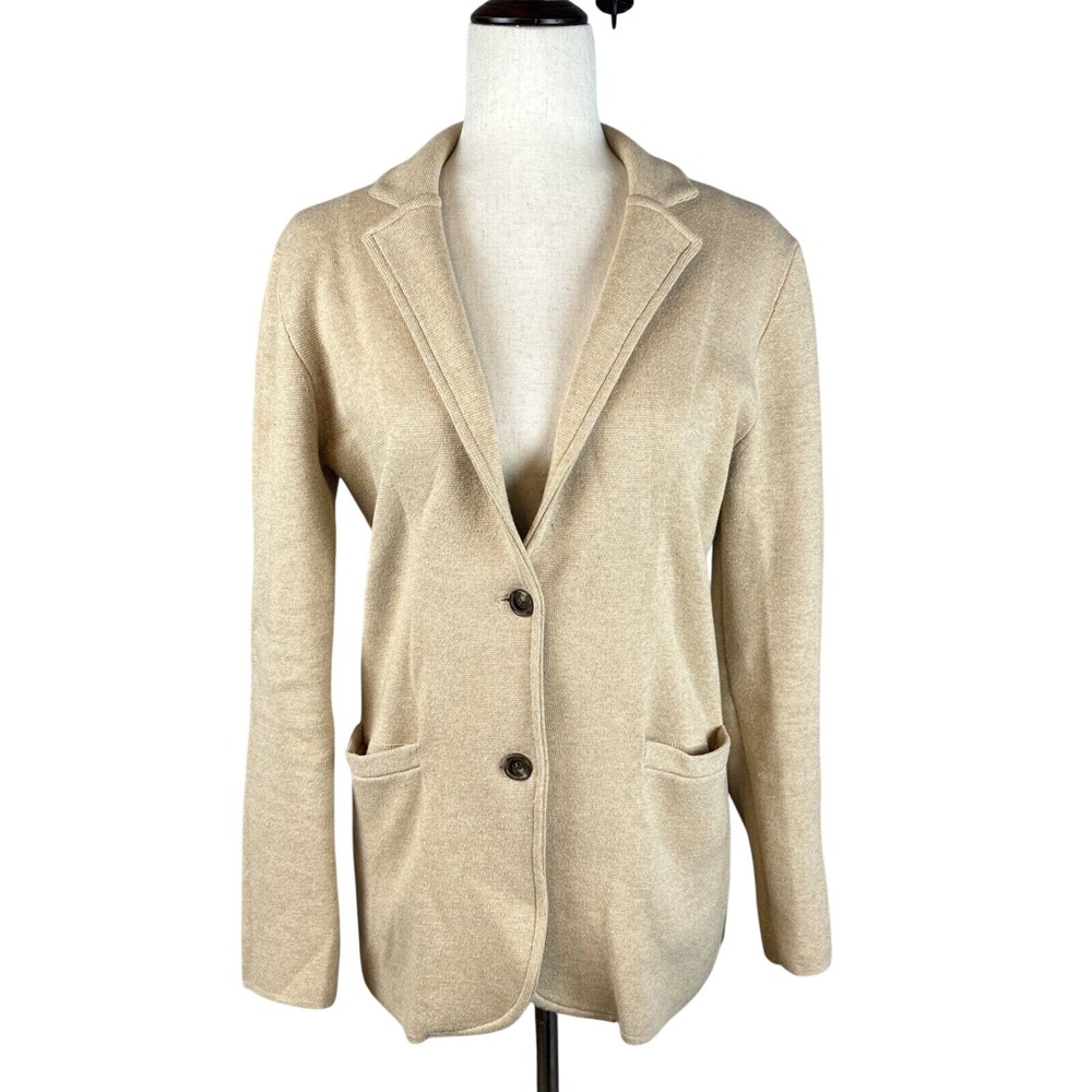 J. Crew Mercantile Womens 2 Button Sweater Blazer Size‎ S Beige 100% Cotton